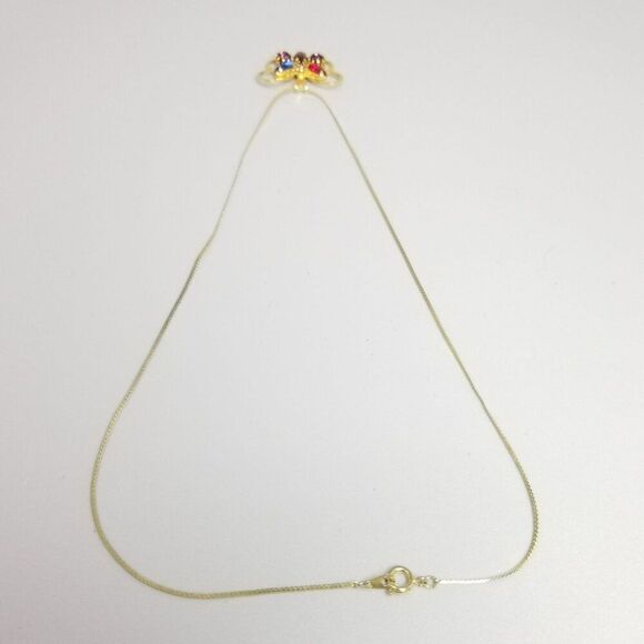 Vintage Colorful Rhinestone Butterfly Pendant Necklace, Gold Tone Setting, Estat - Picture 5 of 8